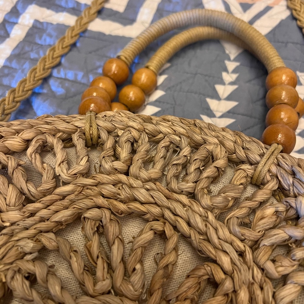 Raffia Boho Tan Crossbody - Picture 3 of 9